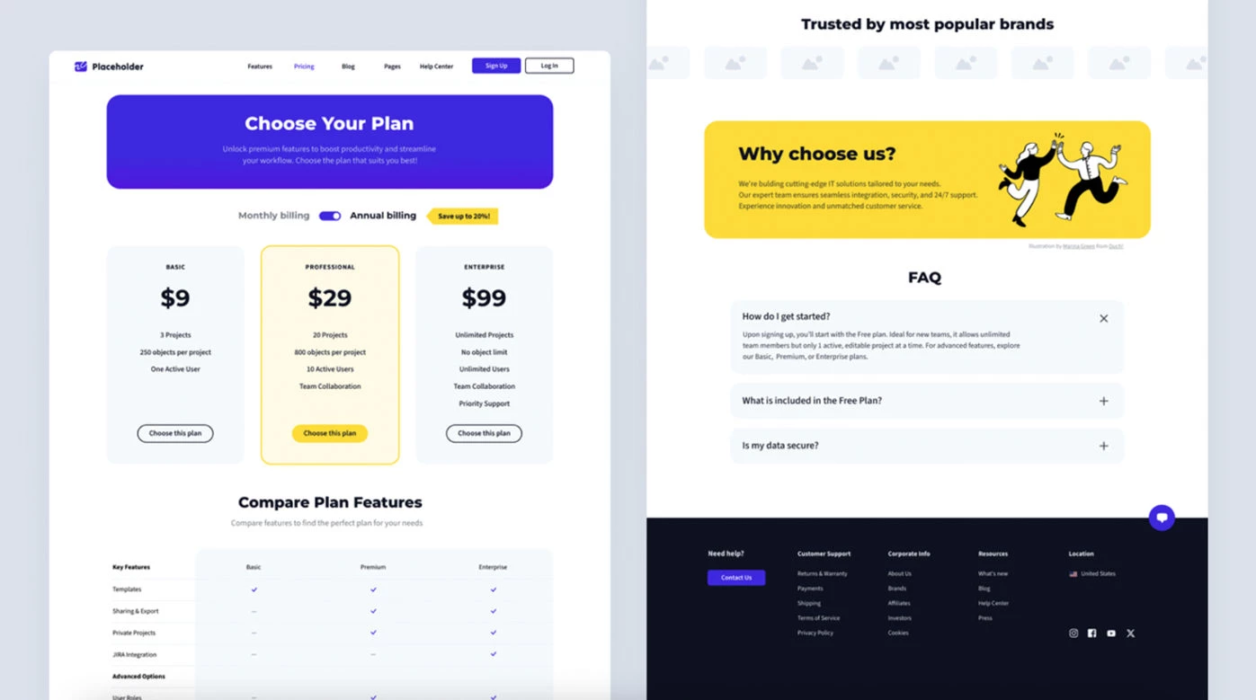 Pricing Page Mockup