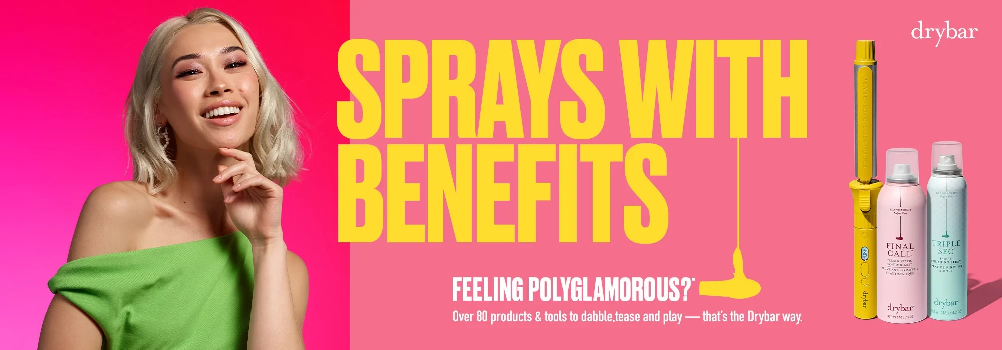 Drybar's digital banners are wittily suggestive.