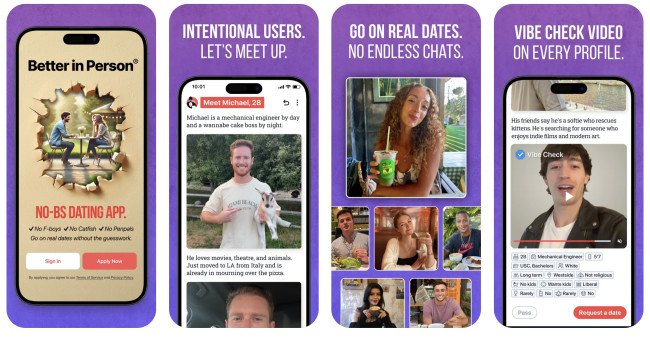 Better in Person app frames Better in Person app frames