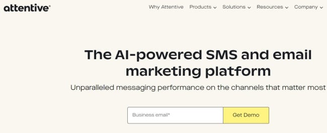 Attentive homepage-screenshot Attentive homepage-screenshot