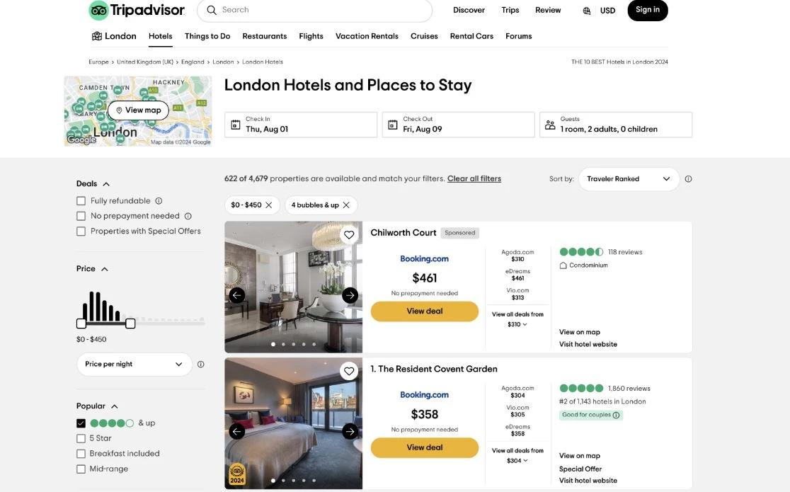 TripAdvisor Travel Hotel Booking Platform 