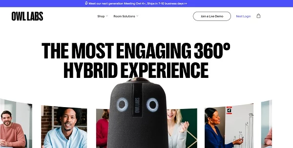 Owl Labs using white space, one of the top web design trends