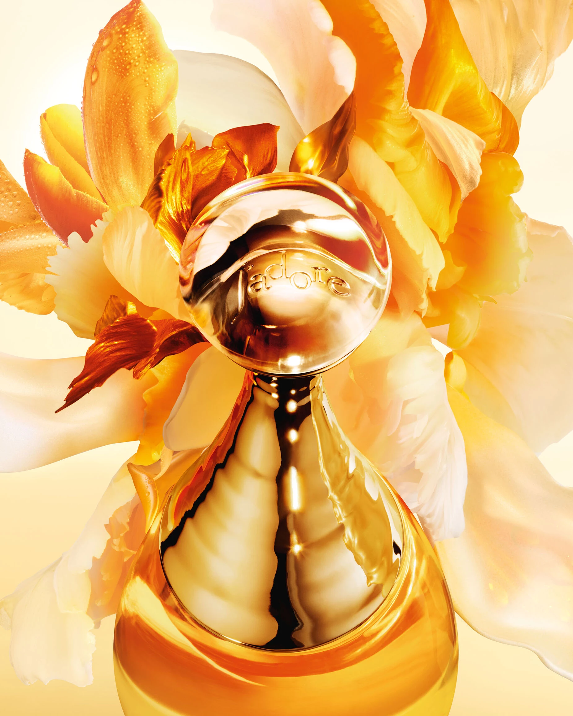 Dior's J'adore gold perfume bottle encapsulates its luxurious flowery fragrance.