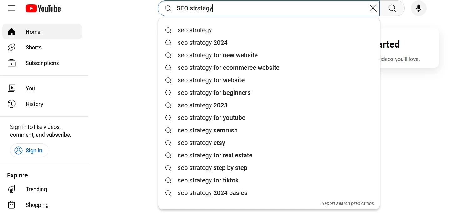 Keyword research with YouTube