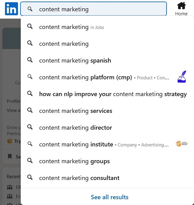 Keyword research with LinkedIn