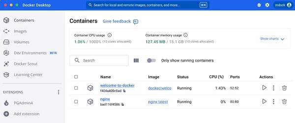 dashboard-of-docker Dashboard of Docker, one of the top DevOps tools