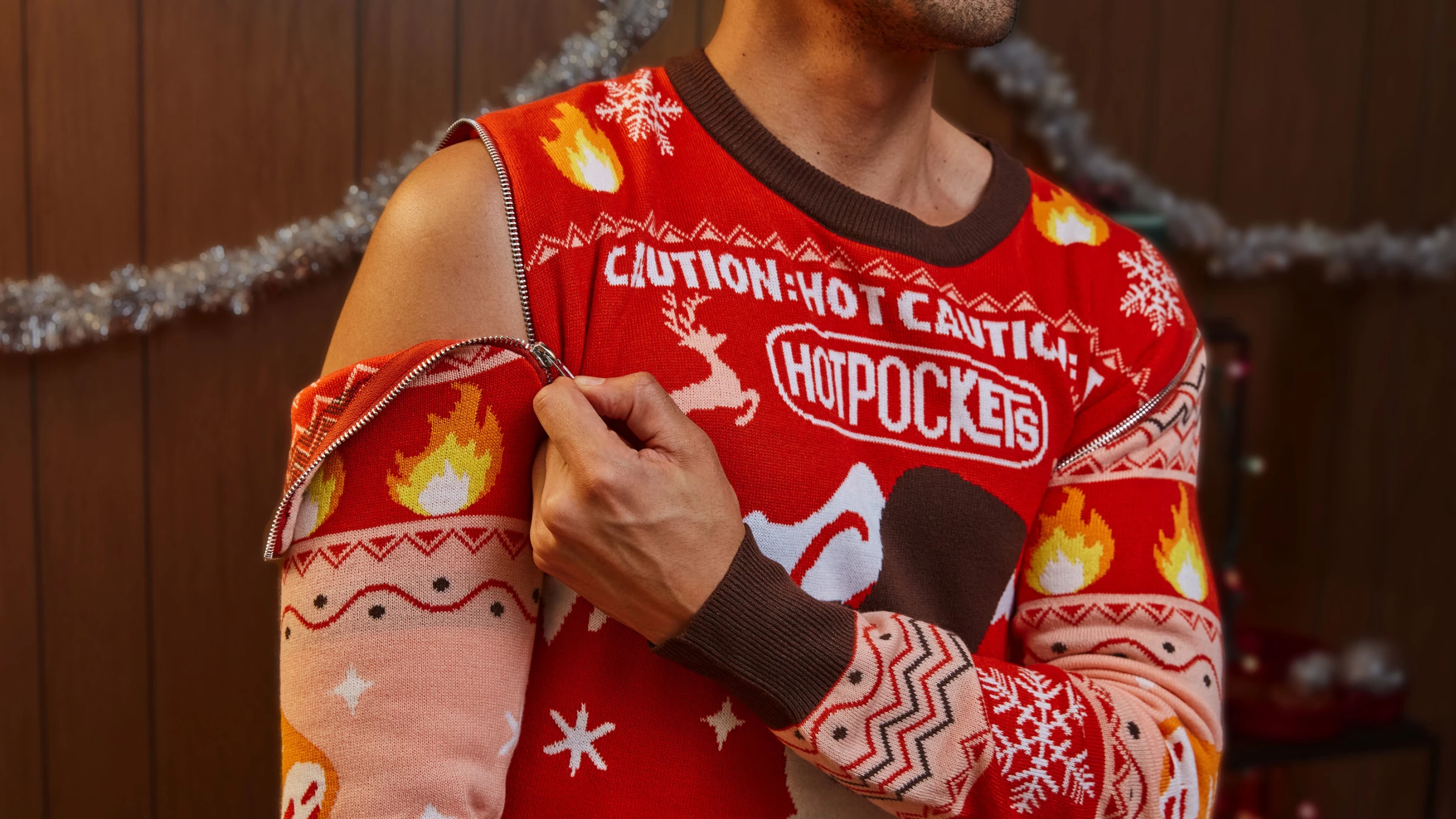 Unzipping the Hot Pockets sweater