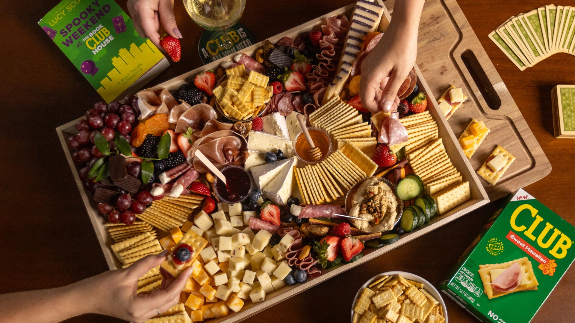 A Club Crackers snack spread