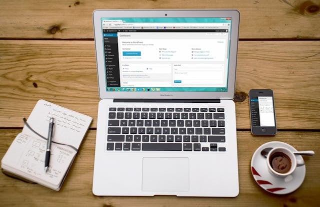 Laptop showing WordPress dashboard