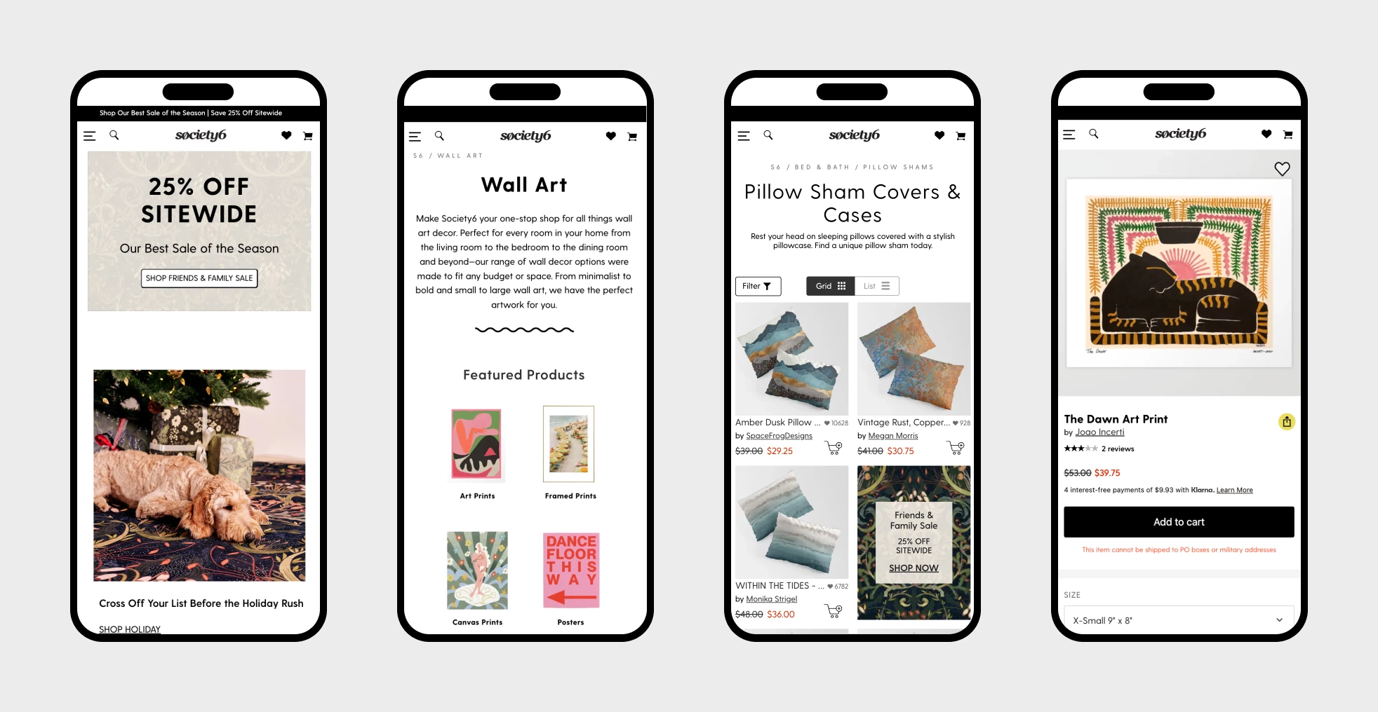 Society 6's Old Website Design | Source: Society6