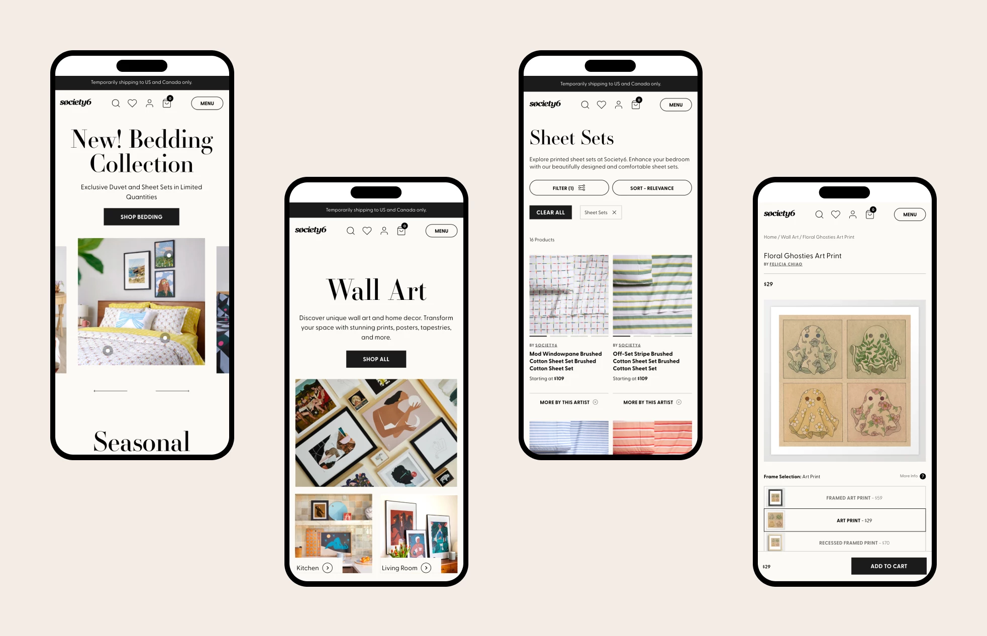 Society6's New Mobile Website | Source: Society6