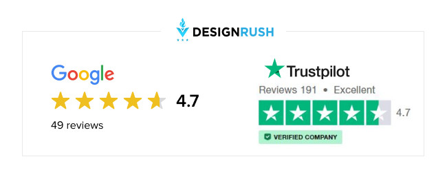 designrush-rating-logos DesignRush rating logos on Trustpilot and Google