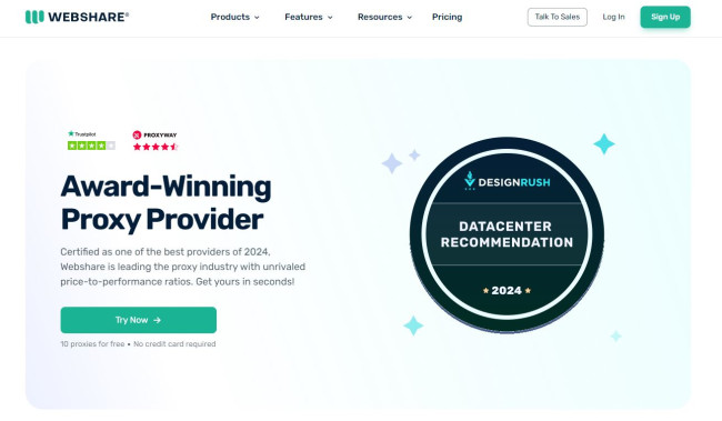 Homepage of Webshare, one of the best data center proxy providers