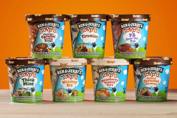 Ben and Jerry’s uses fun flavor names, colorful packaging