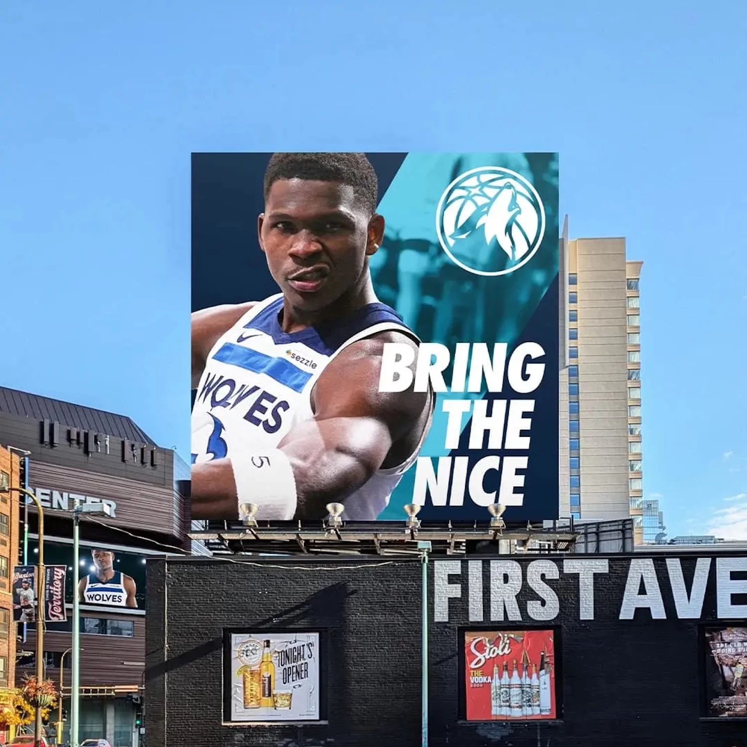 The Minnesota Timberwolves' 'Bring the Nice' Billboard on First Avenue