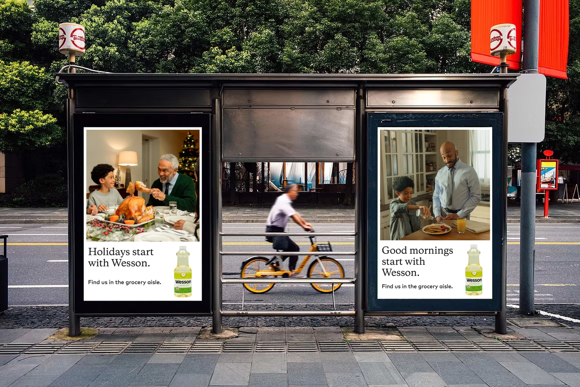 Wesson OOH ads at a bus stop