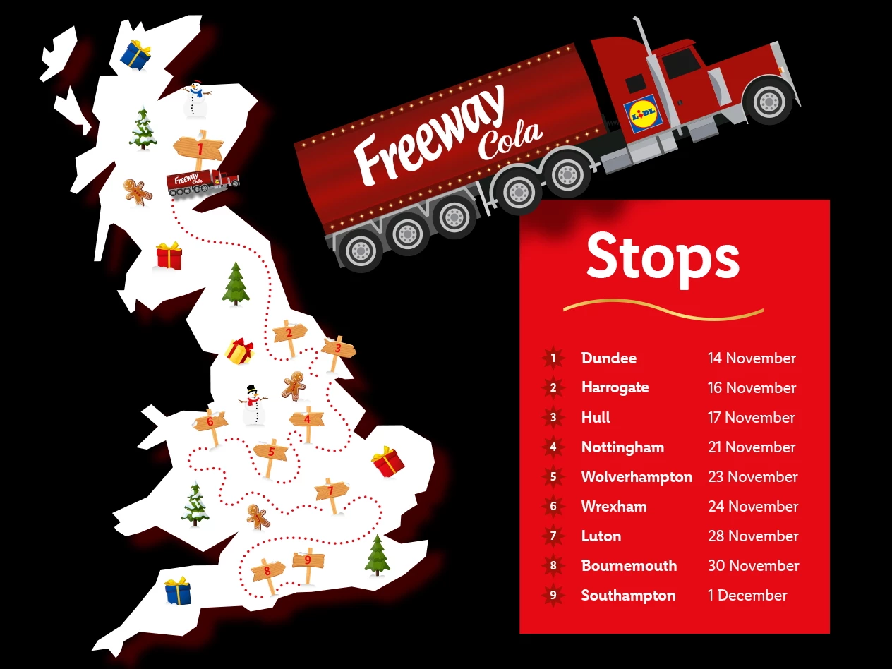 Lidl's Freeway Truck tour stops