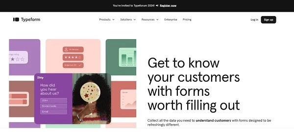 Typeform's forms are user-friendly and visually engaging