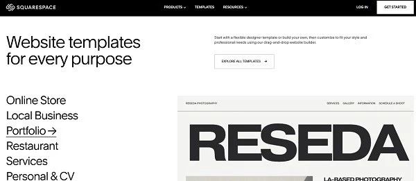 Squarespace using white space masterfully