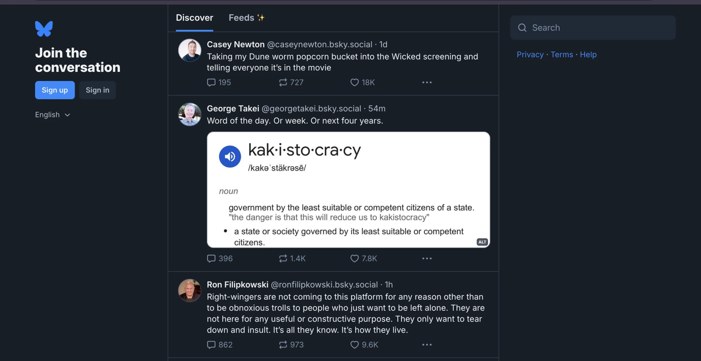 Bluesky Homepage Screenshot