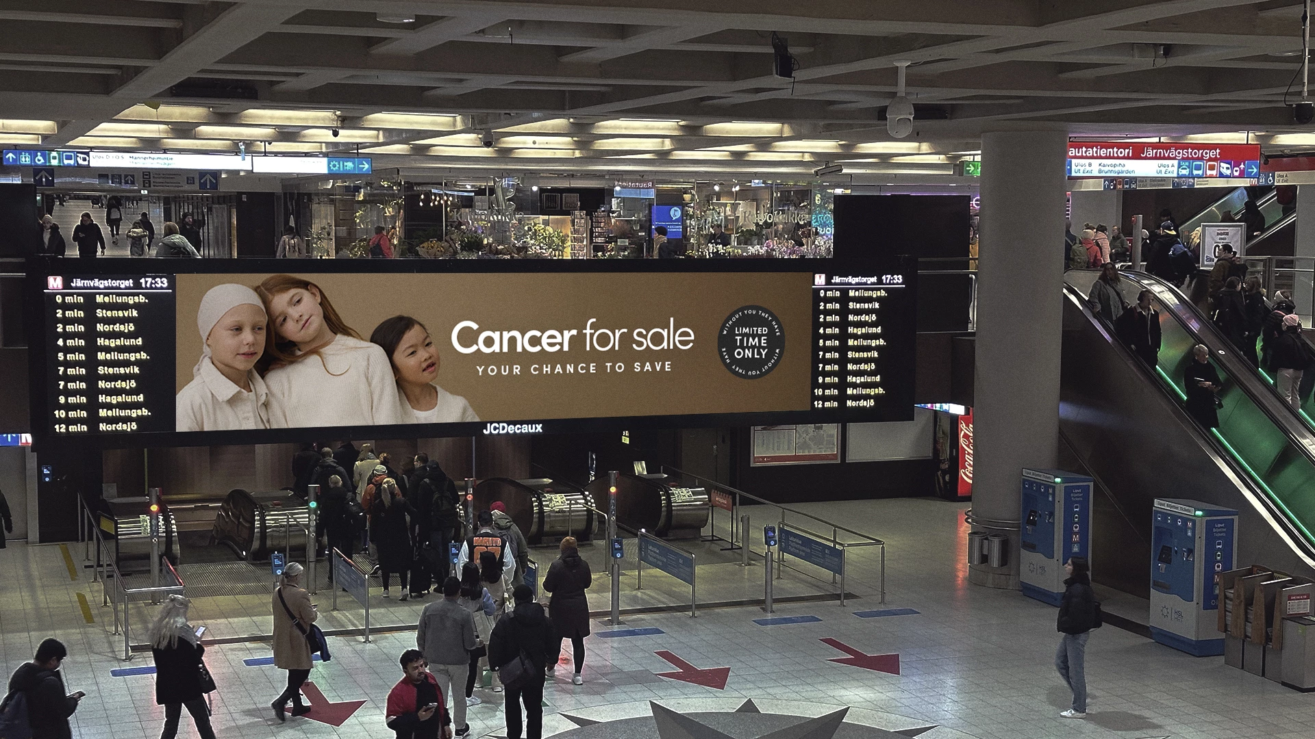 A Campaign Digital Billboard at a Train Station