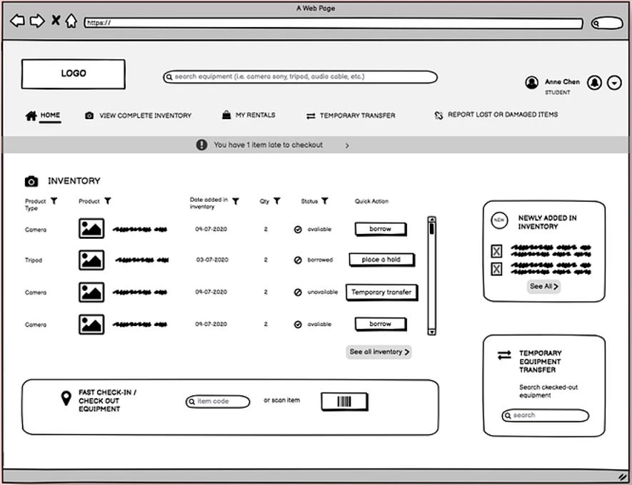 Image of medium-fidelity wireframe