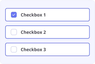 Example of Checkbox UI Element shown as three stacked rectangular boxes with the top-most box ticked