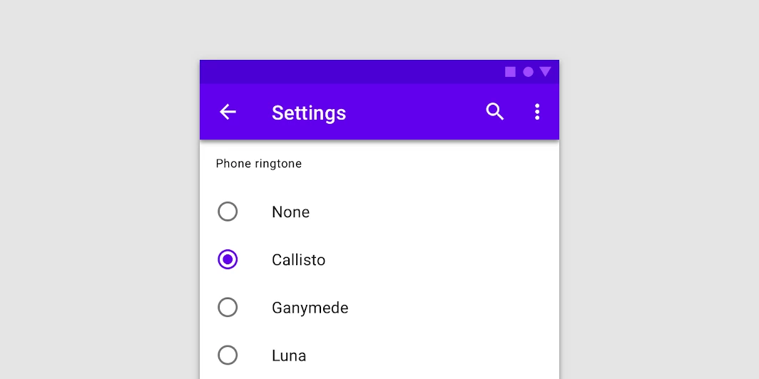 Example of Radio Buttons UI Element