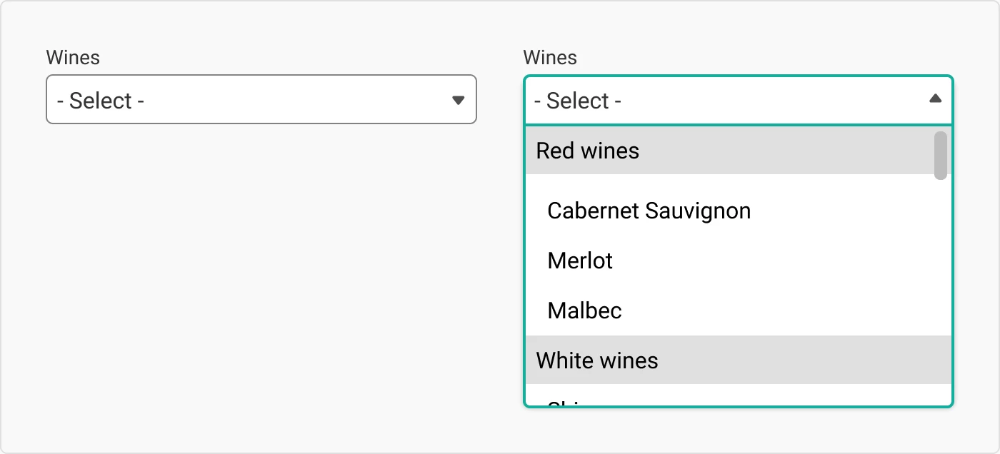 Example of Dropdown List UI Element