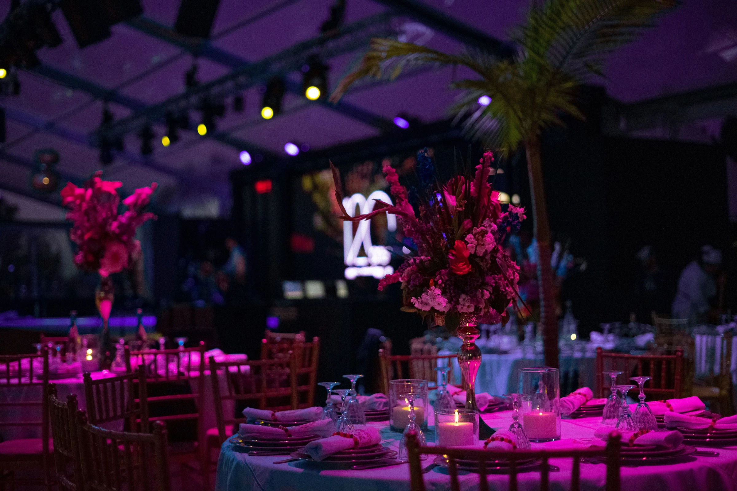 Tables set in an event