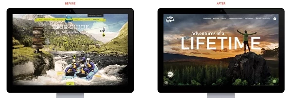 Before and after of Colorado Rafting website