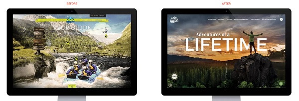Before and after of Colorado Rafting website