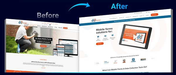 Before and after of doForms website