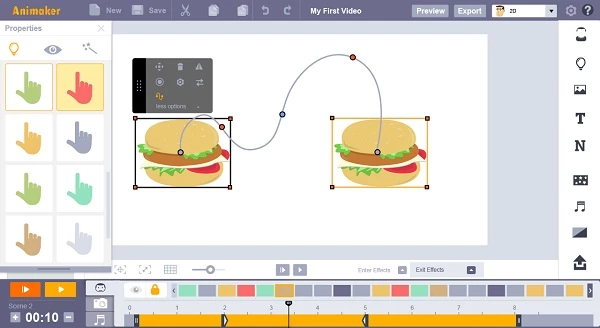Animaker's curve feature