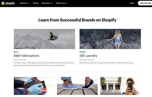 Customer success stories via Shopify