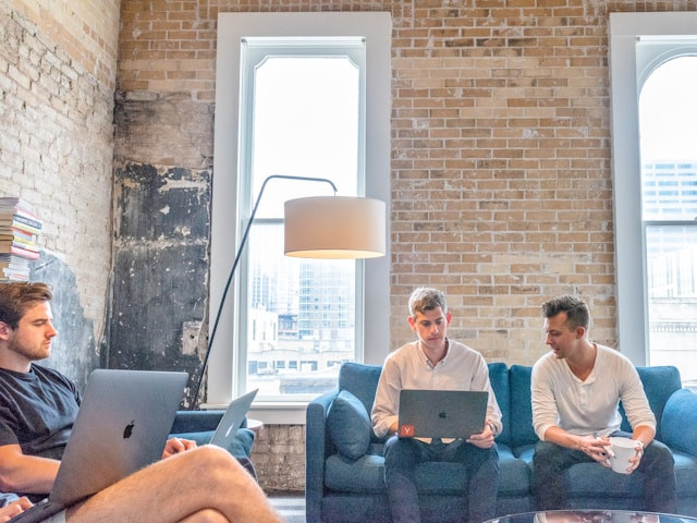 Group using laptops