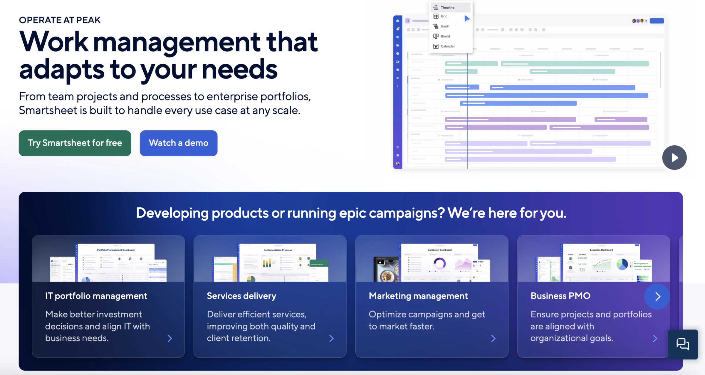 Smartsheet Homepage