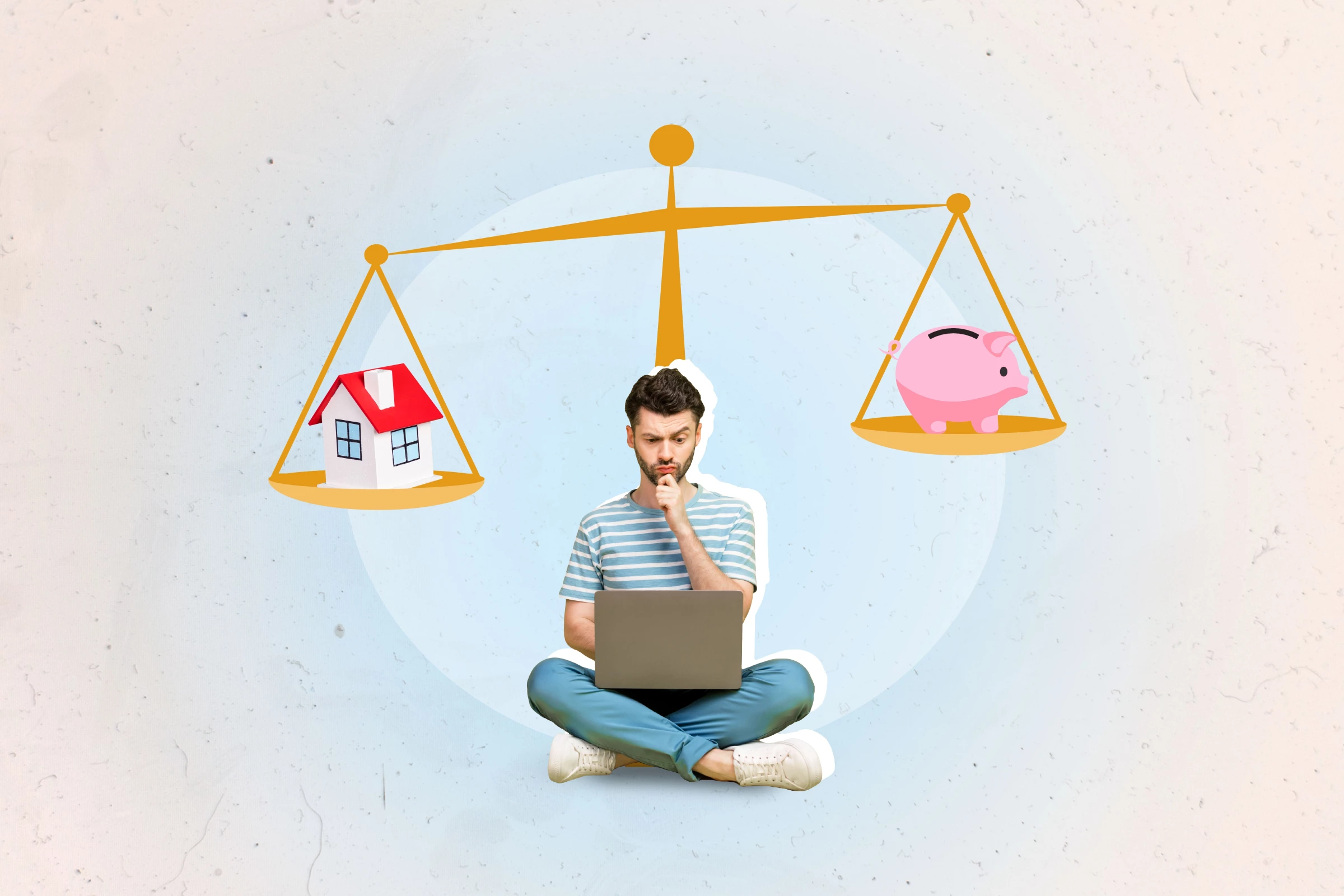 Alt-text: A man thinking of buying a house