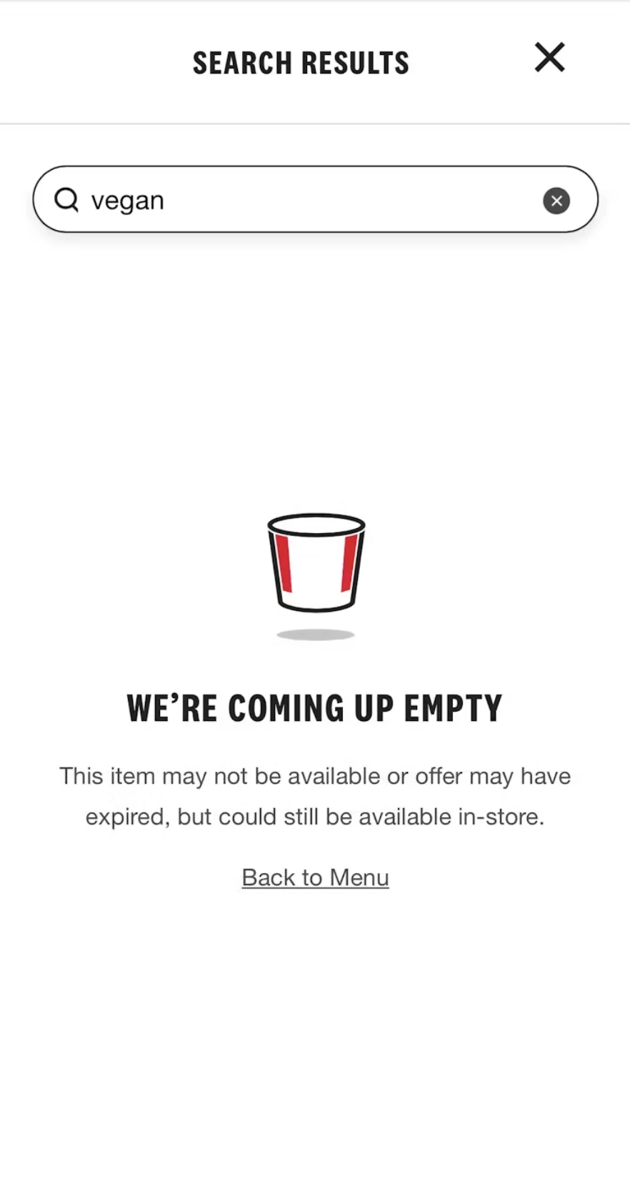 Error and empty states example of Search Bar UX Best Practices 
