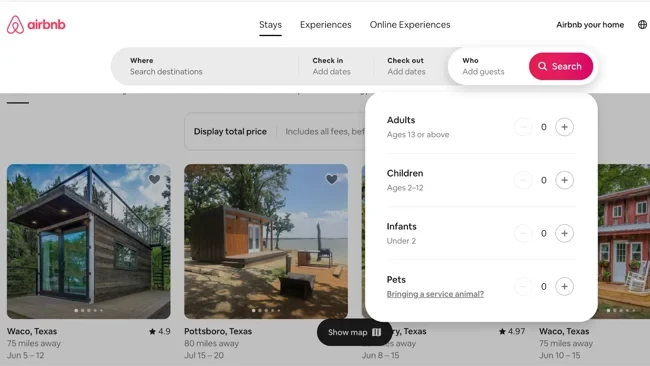 Airbnb FIlters Example of Search UX 