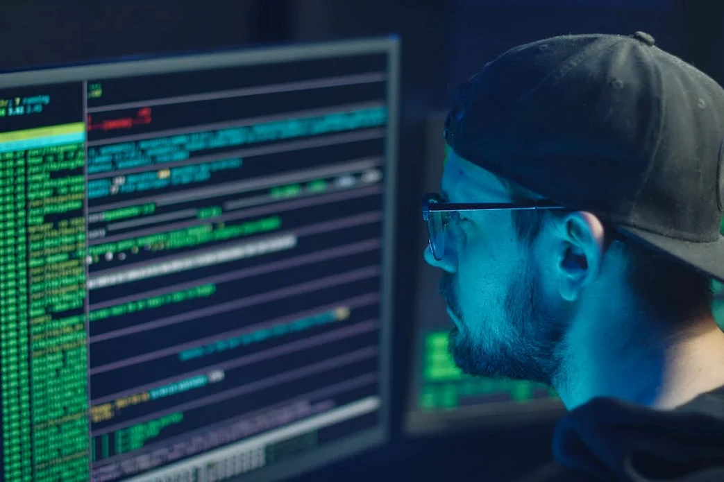 Man looking at monitor