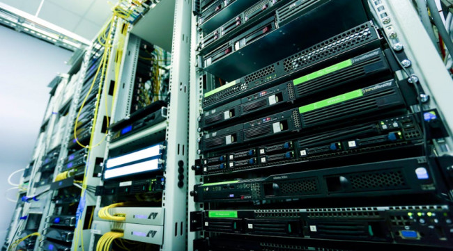 Racks of network servers