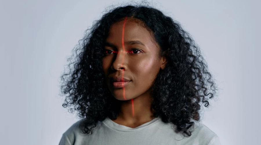 Woman being scanned