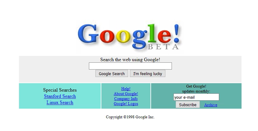 The first version of Google.