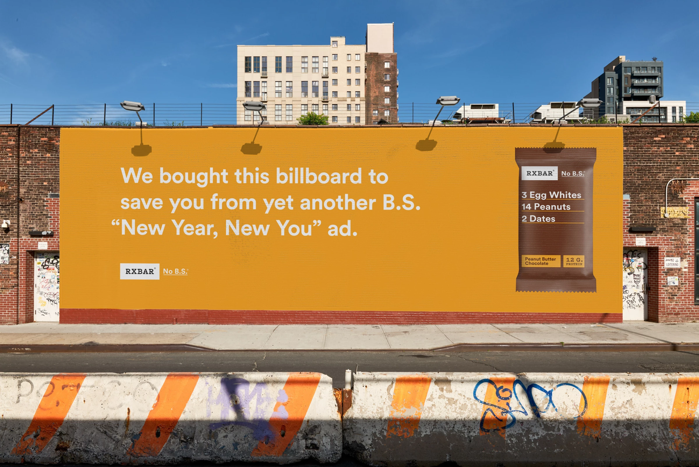 RXBAR’s Billboard Shielding Consumers From the “New Year, New You” Messaging | Source: Kellanova