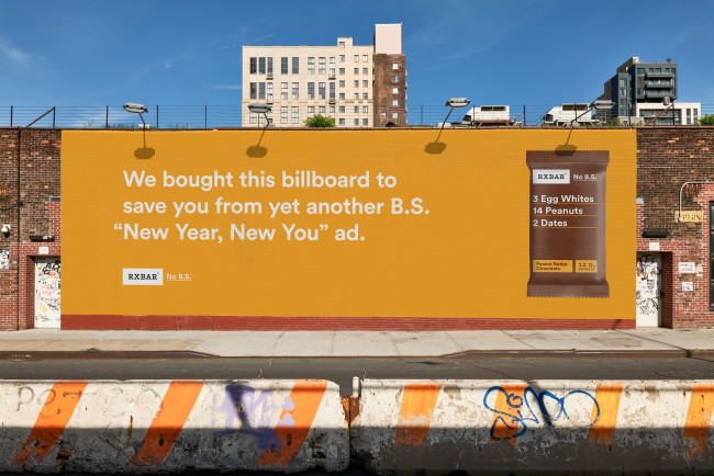 RXBAR’s Billboard Shielding Consumers From the “New Year, New You” Messaging | Source: Kellanova RXBAR’s Billboard Shielding Consumers From the “New Year, New You” Messaging | Source: Kellanova
