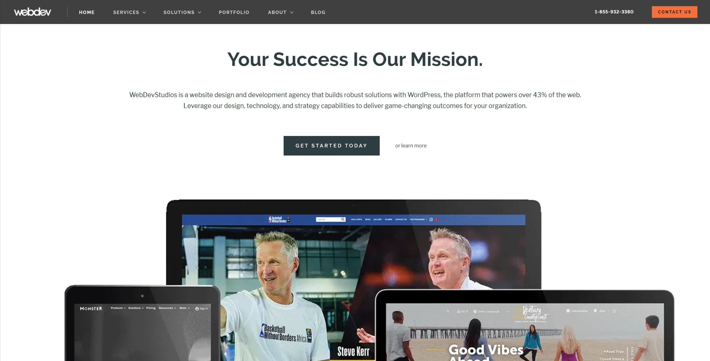 A screenshot of WebDevStudios’ homepage