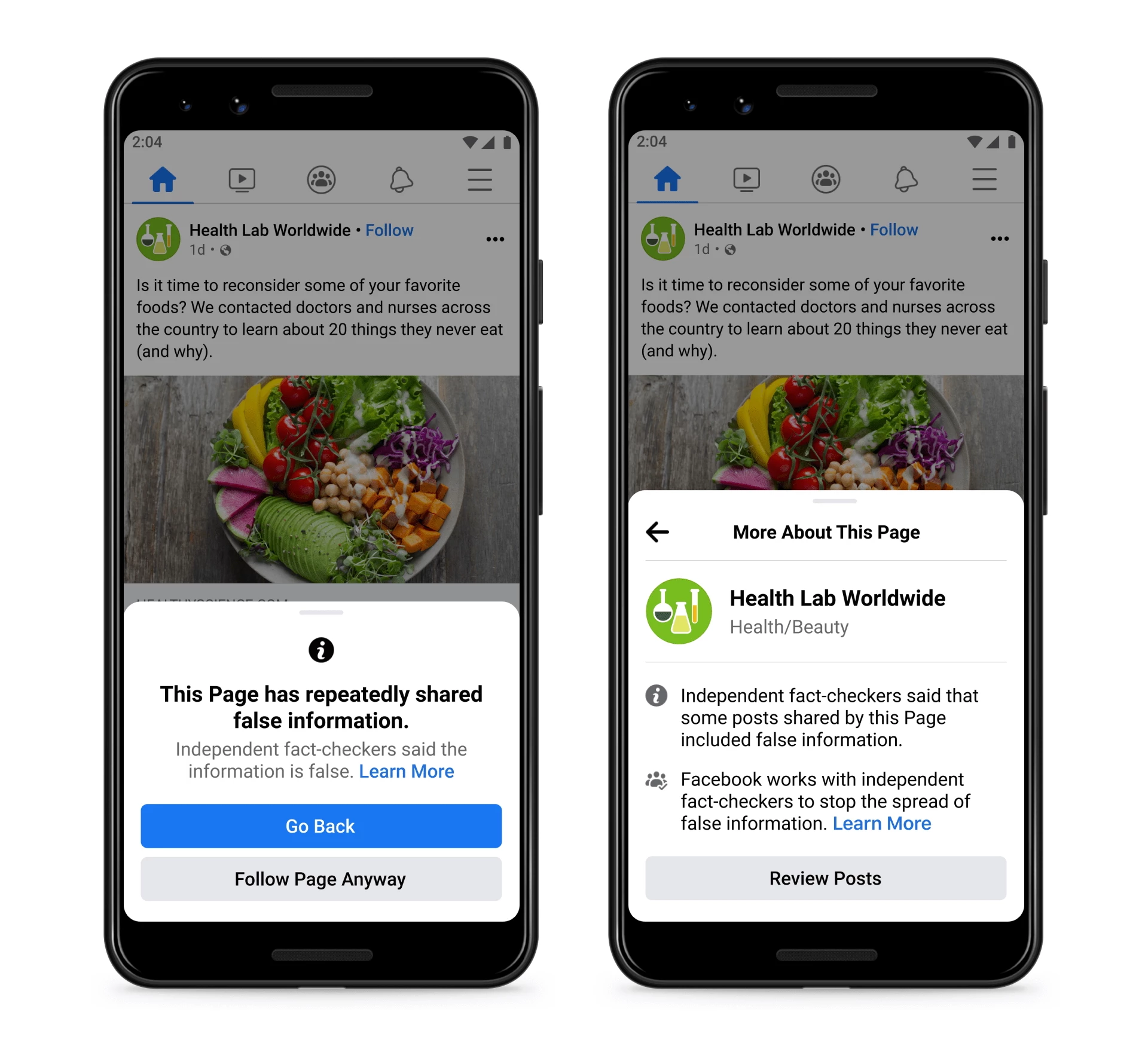 'More Context For Pages That Repeatedly Share False Claims'