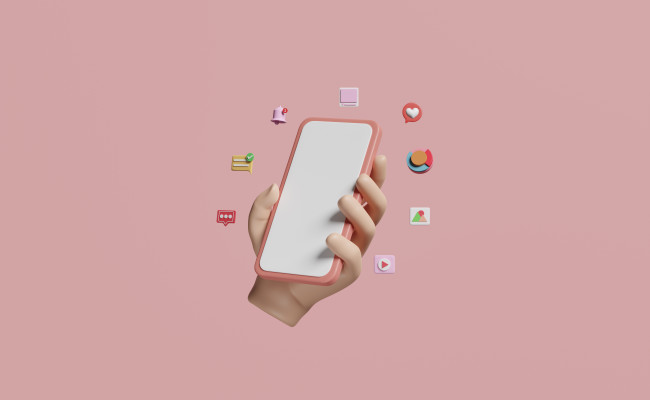 Different social media icons on a smartphone