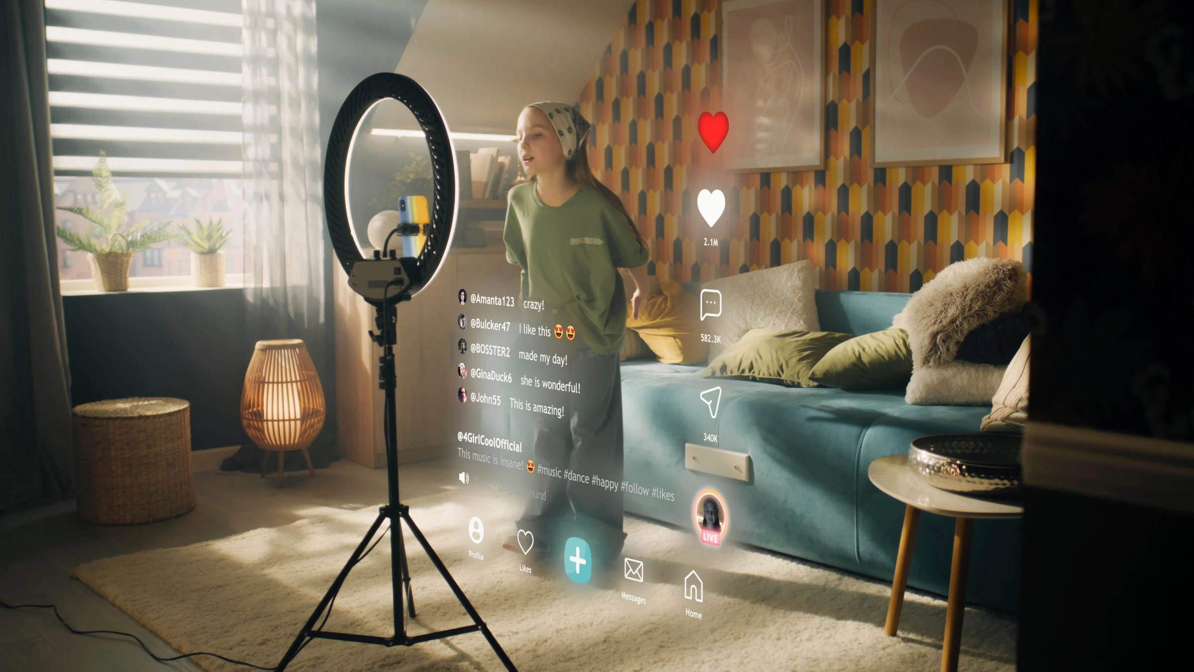 An influencer recording a video